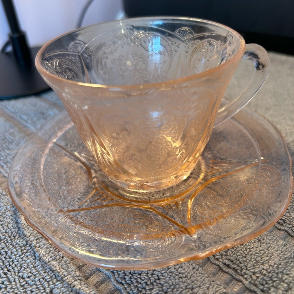Hazel Atlas Glass Teacup and Saucer Set